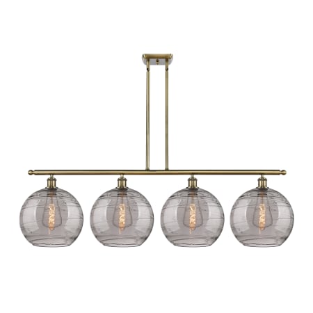 Innovations Lighting Athens Deco Swirl 4 Light 50" Wide Linear Chandelier Antique Brass