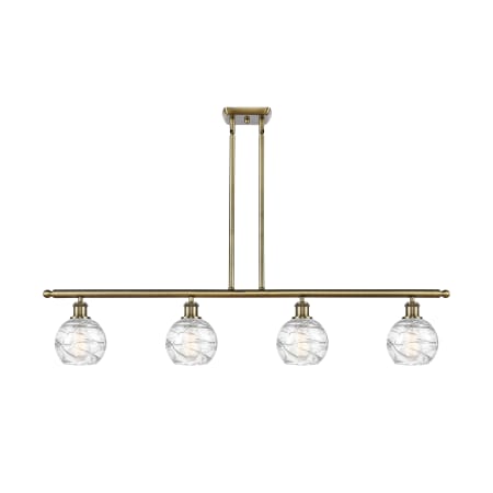 Innovations Lighting Athens 4 Light 46" Wide Linear Pendant Antique Brass / Clear Deco Swirl