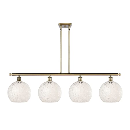 Innovations Lighting White Mouchette 4 Light 49" Wide Pendant Antique Brass / White Mouchette