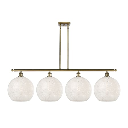 Innovations Lighting White Mouchette 4 Light 51" Wide Pendant Antique Brass / White Mouchette
