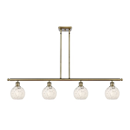 Innovations Lighting White Mouchette 4 Light 48" Wide Pendant Antique Brass / White Mouchette