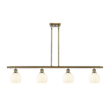 Innovations Lighting White Venetian 4 Light 48" Wide Pendant Antique Brass / White Venetian