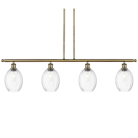 Innovations Lighting Preston 4 Light 48" Wide Linear Pendant Antique Brass / Clear
