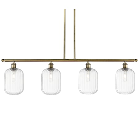 Innovations Lighting Preston 4 Light 48" Wide Linear Pendant Antique Brass / Clear