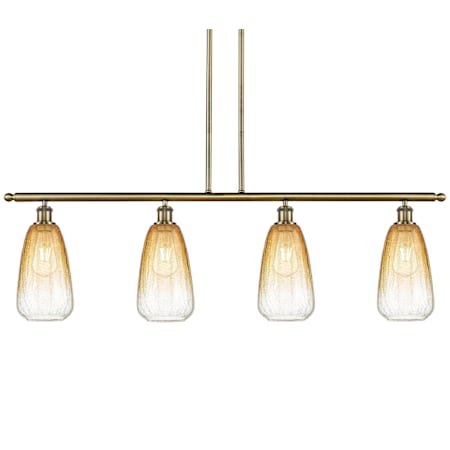 Innovations Lighting Brookhaven Almond 4 Light 48" Wide Linear Pendant Antique Brass / Amber