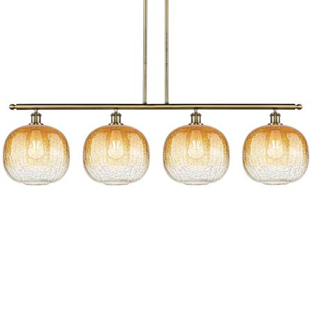 Innovations Lighting Brookhaven Sphere 4 Light 49" Wide Linear Pendant Antique Brass / Amber