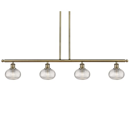 Innovations Lighting Ithaca 4 Light 48" Wide Linear Pendant with Shades Antique Brass / Clear Ithaca