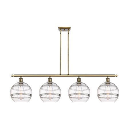 Innovations Lighting Rochester 4 Light 48" Wide Linear Pendant Antique Brass / Clear