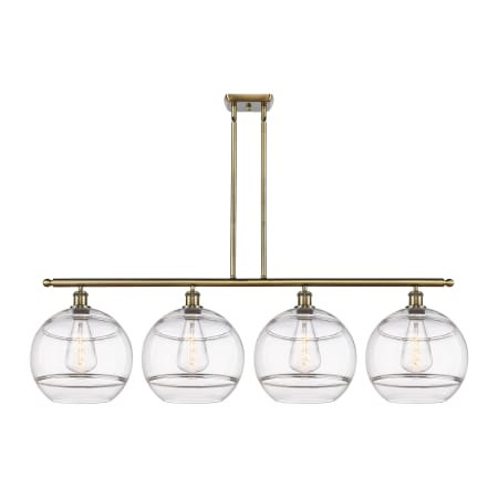 Innovations Lighting Rochester 4 Light 50" Wide Linear Pendant Antique Brass / Clear