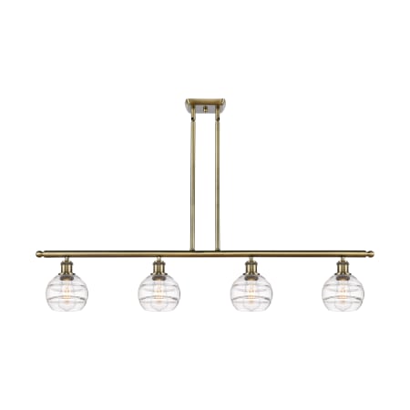 Innovations Lighting Rochester 4 Light 48" Wide Linear Pendant Antique Brass / Clear