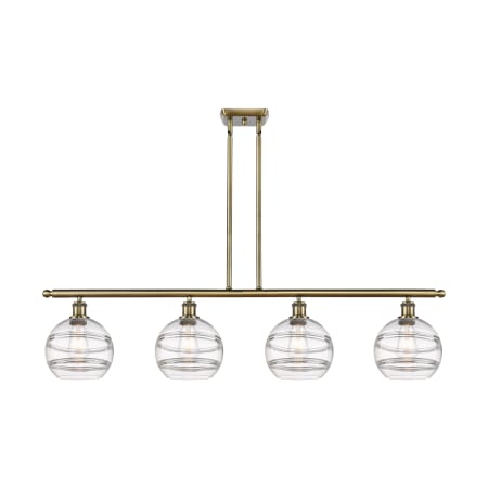 Innovations Lighting Rochester 4 Light 48" Wide Linear Pendant Antique Brass / Clear