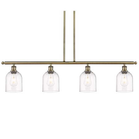 Innovations Lighting Bella 4 Light 48" Wide Linear Pendant Antique Brass / Clear