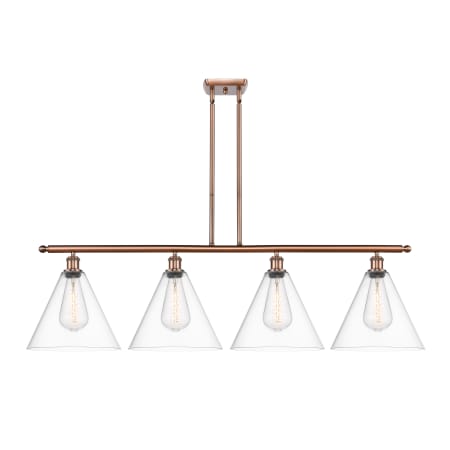 Innovations Lighting Berkshire 4 Light 50" Wide Linear Pendant Antique Copper / Clear