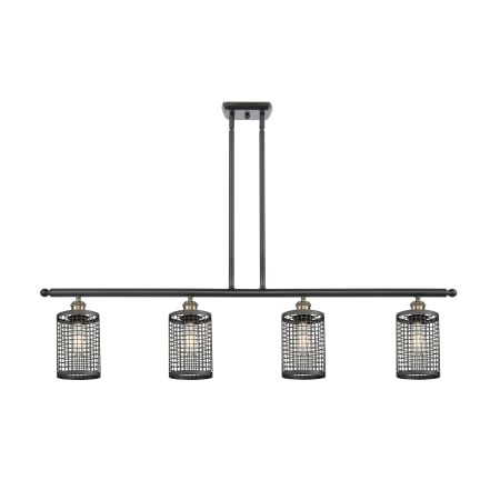 Innovations Lighting Nestbrook 4 Light 48" Wide Cage Linear Pendant Black Antique Brass / Matte Black