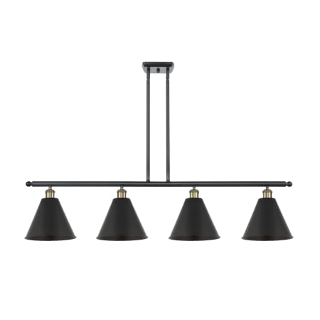 Innovations Lighting Cone 4 Light 50" Wide Linear Pendant Black Antique Brass / Matte Black