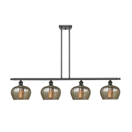 Innovations Lighting Fenton 4 Light 48" Wide Linear Chandelier Oiled Rubbed Bronze / Mercury Fluted