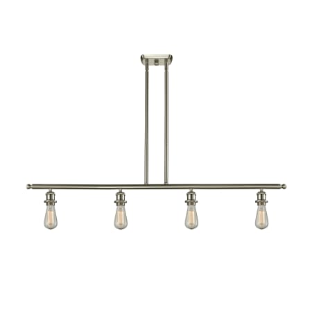 Innovations Lighting Bare Bulb 4 Light 48" Wide Linear Chandelier Brushed Satin Nickel