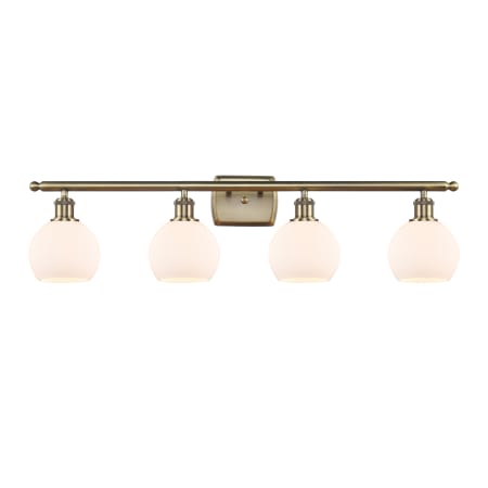 Innovations Lighting Athens 4 Light 36" Wide Vanity Light with Shade Antique Brass / Matte White