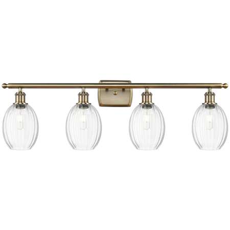 Innovations Lighting Preston 4 Light 37" Wide Vanity Light Antique Brass / Clear