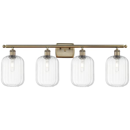 Innovations Lighting Preston 4 Light 37" Wide Vanity Light Antique Brass / Clear