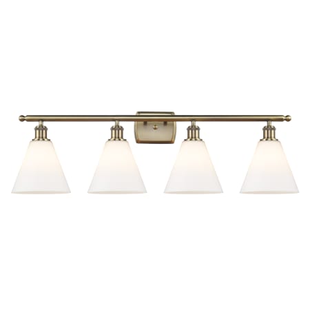 Innovations Lighting Berkshire 4 Light 38" Wide Vanity Light Antique Brass / Matte White