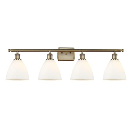 Innovations Lighting Bristol Glass 4 Light 38" Wide Vanity Light Antique Brass / Matte White