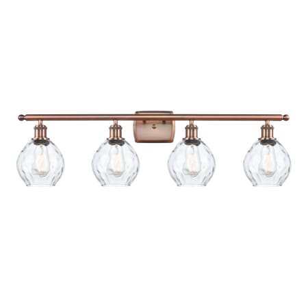 Innovations Lighting Small Waverly 4 Light 36" Wide Bathroom Vanity Light Antique Copper / Clear