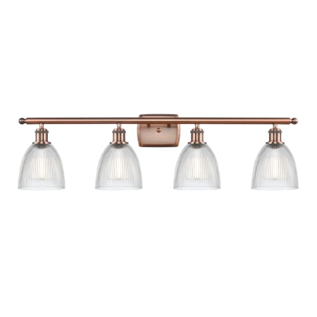 Innovations Lighting Castile 4 Light 36" Wide Bathroom Vanity Light Antique Copper / Clear