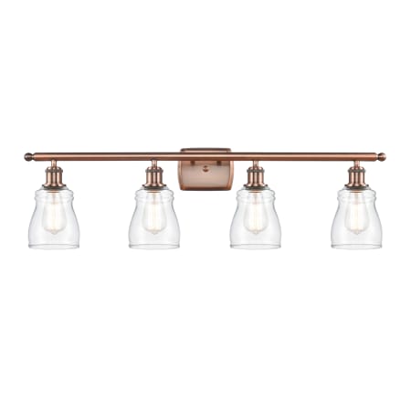 Innovations Lighting Ellery 4 Light 36" Wide Bathroom Vanity Light Antique Copper / Clear