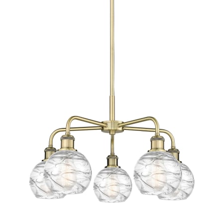 Innovations Lighting Athens Deco Swirl 5 Light 24" Wide Chandelier Antique Brass / Clear Deco Swirl