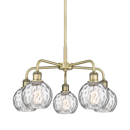 Innovations Lighting Athens Water Glass 5 Light 24" Wide Chandelier Antique Brass / Clear Water Glass