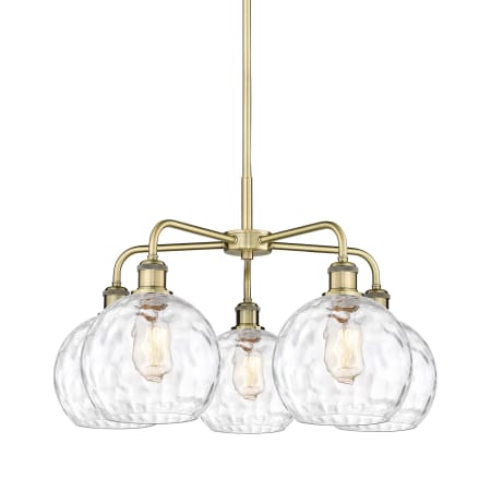 Innovations Lighting Athens Water Glass 5 Light 26" Wide Chandelier Antique Brass / Clear Water Glass