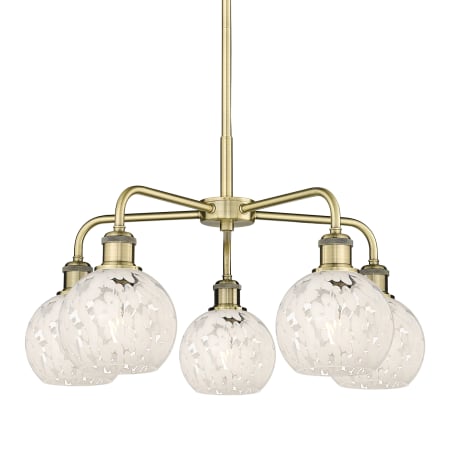 Innovations Lighting White Mouchette 5 Light 24" Wide Chandelier Antique Brass / White Mouchette