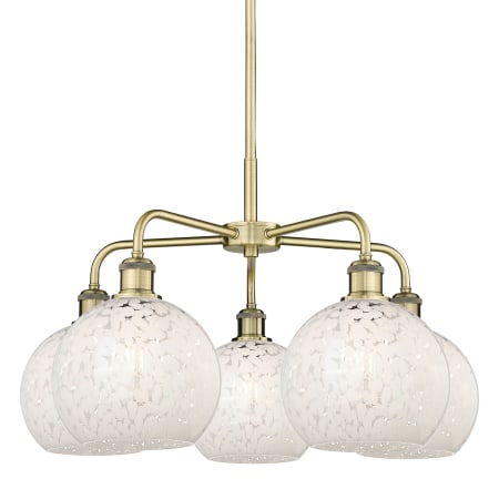 Innovations Lighting White Mouchette 5 Light 26" Wide Chandelier Antique Brass / White Mouchette