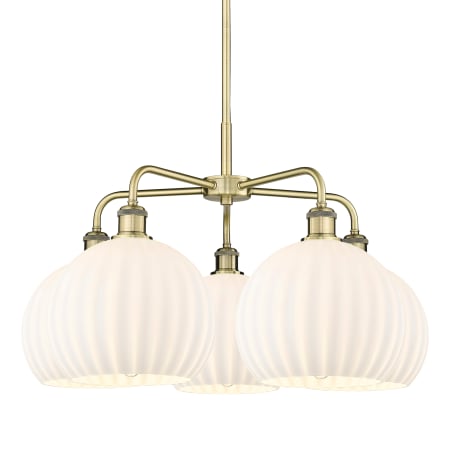 Innovations Lighting White Venetian 5 Light 28" Wide Chandelier Antique Brass / White Venetian