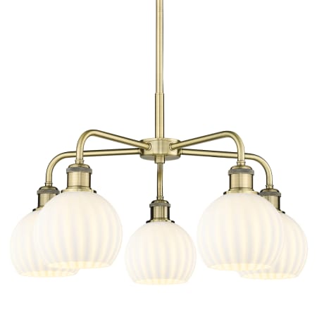 Innovations Lighting White Venetian 5 Light 24" Wide Chandelier Antique Brass / White Venetian