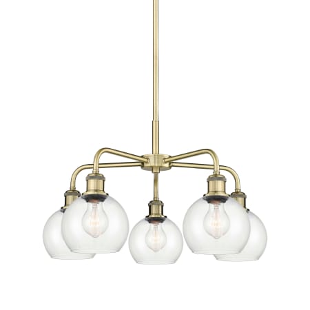 Innovations Lighting Athens 5 Light 24" Wide Chandelier Antique Brass / Clear