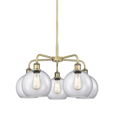 Innovations Lighting Athens 5 Light 26" Wide Chandelier Antique Brass / Clear