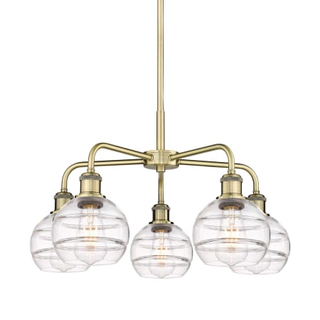 Innovations Lighting Rochester 5 Light 24" Wide Chandelier Antique Brass / Clear