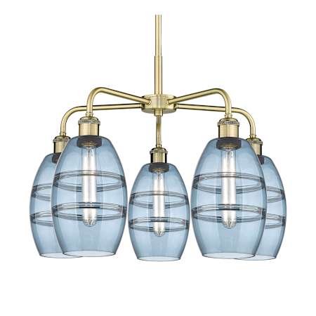 Innovations Lighting Vaz 5 Light 24" Wide Chandelier Antique Brass / Blue