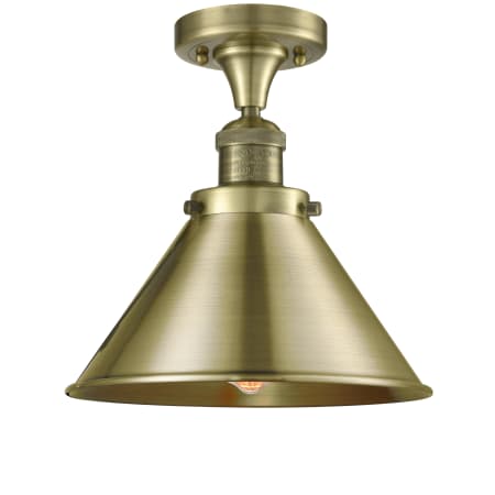 Innovations Lighting Briarcliff 10" Wide Semi-Flush Ceiling Fixture Antique Brass / Antique Brass