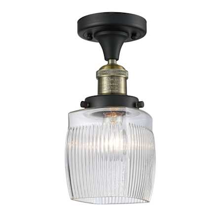 Innovations Lighting Colton 6" Wide Semi-Flush Ceiling Fixture Black Antique Brass / Clear Halophane