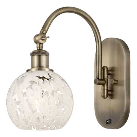 Innovations Lighting White Mouchette 12" Tall Wall Sconce Antique Brass / White Mouchette