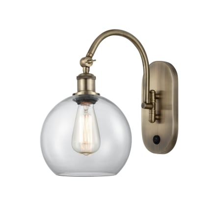 Innovations Lighting Athens 14" Tall Wall Sconce with Shade Antique Brass / Clear