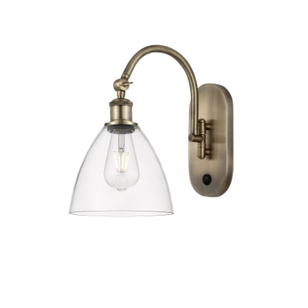 Innovations Lighting Bristol 13" Tall Wall Sconce Antique Brass / Clear