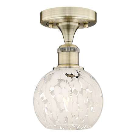 Innovations Lighting White Mouchette 6" Wide Semi-Flush Ceiling Fixture Antique Brass / White Mouchette