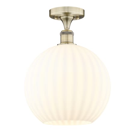 Innovations Lighting White Venetian 12" Wide Semi-Flush Ceiling Fixture Antique Brass / White Venetian