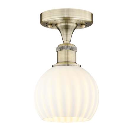 Innovations Lighting White Venetian 6" Wide Semi-Flush Ceiling Fixture Antique Brass / White Venetian