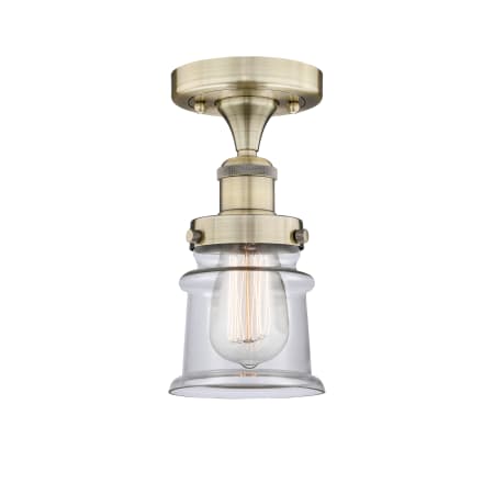 Innovations Lighting Canton 6" Wide Semi-flush Ceiling Fixture Antique Brass / Clear