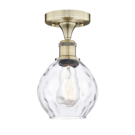 Innovations Lighting Waverly 6" Wide Semi-flush Ceiling Fixture Antique Brass / Clear